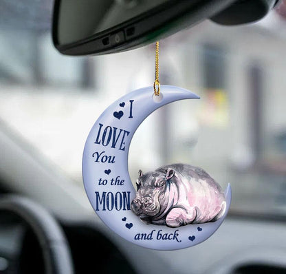 Hippo moon back hippo lover two sided ornamentj - Best gifts your whole family