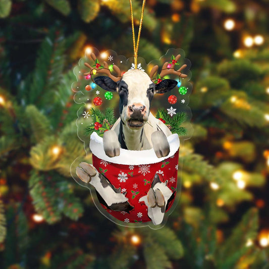 Holstein In Pocket Acrylic Ornament, Farm Christmas Ornament - Best gifts your whole family