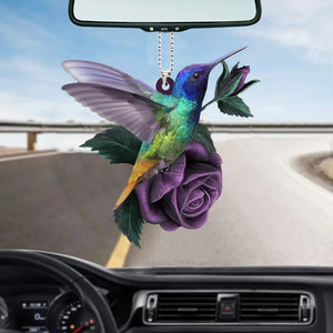 Hummingbird On Purple Rose Car Hanging Ornament Hummingbird Ornament Christmas Gifts - Best gifts your whole family