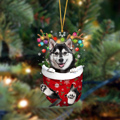 Husky-In Christmas Pocket Two Sides Ornament, Christmas Dog Hanging Ornament - Best gifts your whole family