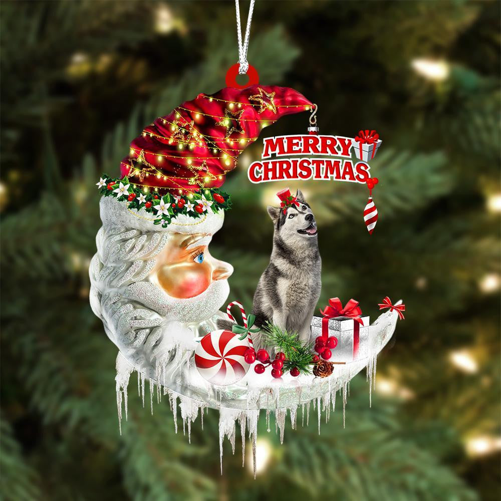Husky On The Moon Merry Christmas Hanging Ornamentj - Best gifts your whole family