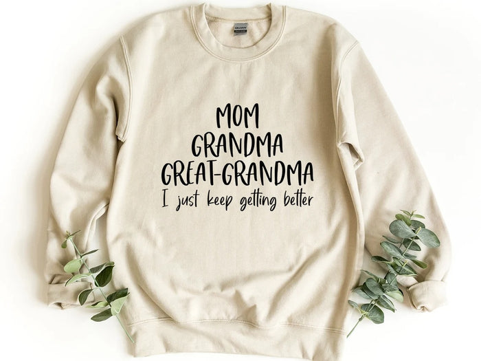 Mom Grandma Great-Grandma Sweatshirt, Pregnancy Announcement, Gift For Great-Grandma, Baby Reveal To Family, Mother's Day Gift