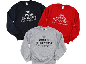 Mom Grandma Great-Grandma Sweatshirt, Pregnancy Announcement, Gift For Great-Grandma, Baby Reveal To Family, Mother's Day Gift