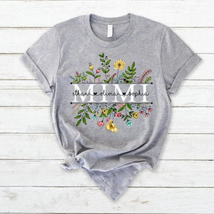 Personalized Wildflowers Mimi And Grandkids T-Shirt, Grandma Shirt Floral Version Custom Kidname, Mimi Shirt with grandkid,