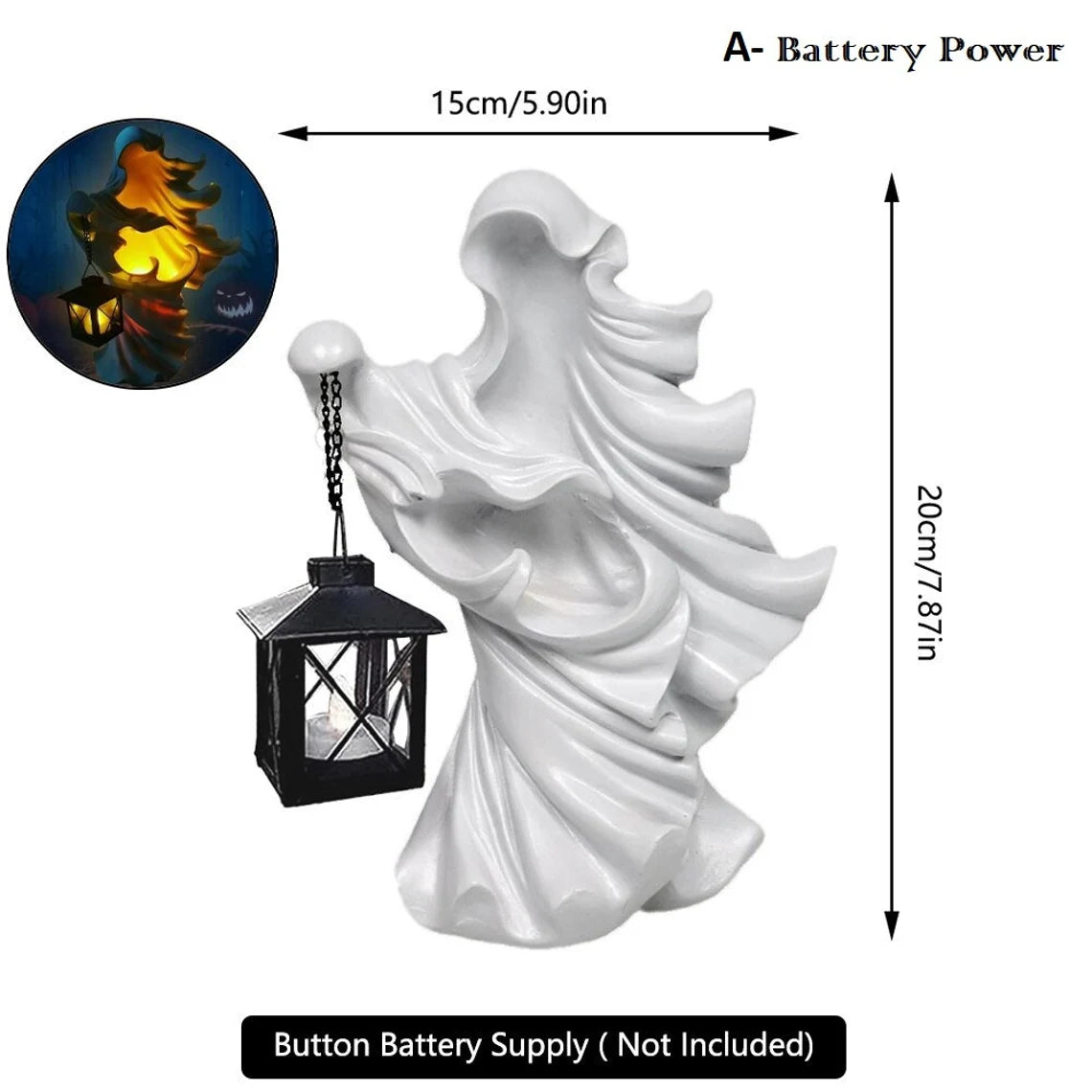 Faceless Witch Hell Messenger With Lantern Resin Realistic Statue Sculpture The Ghost Looking for Halloween Scary Decor
