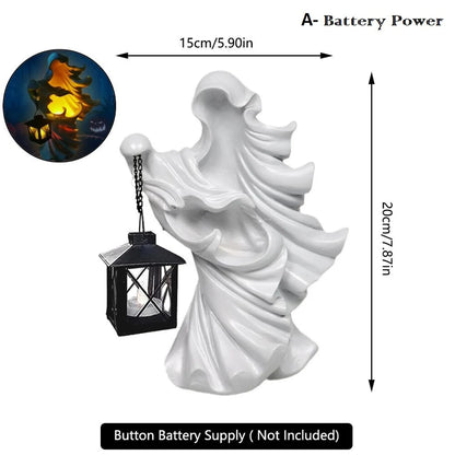 Faceless Witch Hell Messenger With Lantern Resin Realistic Statue Sculpture The Ghost Looking for Halloween Scary Decor