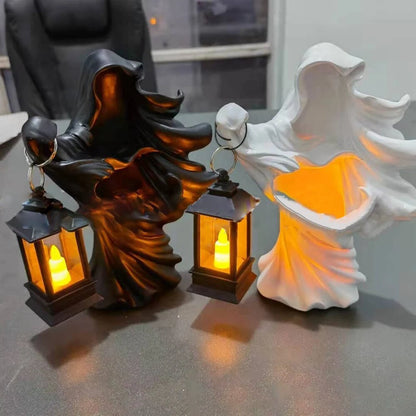 Faceless Witch Hell Messenger With Lantern Resin Realistic Statue Sculpture The Ghost Looking for Halloween Scary Decor