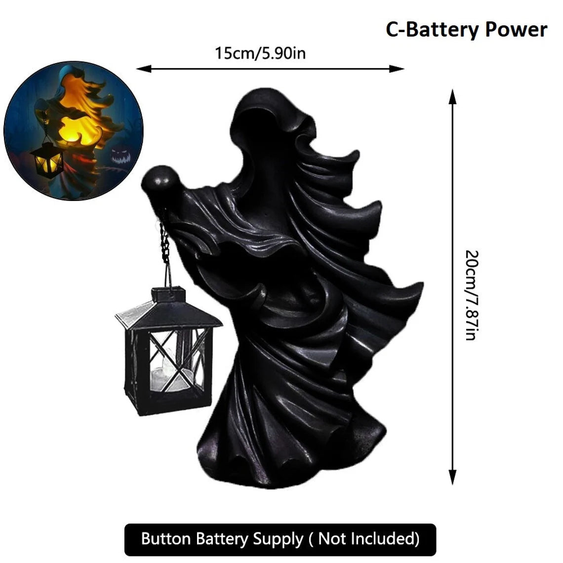 Faceless Witch Hell Messenger With Lantern Resin Realistic Statue Sculpture The Ghost Looking for Halloween Scary Decor