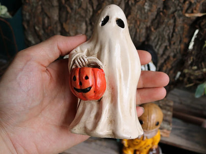 Mini Halloween Ghost Skeleton Pumpkin Miniature Gnome Figurines Resin Scary Statue Fairy Garden Decoration Ornaments Home Decor