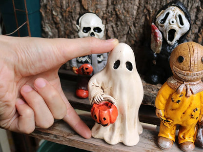 Mini Halloween Ghost Skeleton Pumpkin Miniature Gnome Figurines Resin Scary Statue Fairy Garden Decoration Ornaments Home Decor