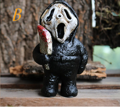 Mini Halloween Ghost Skeleton Pumpkin Miniature Gnome Figurines Resin Scary Statue Fairy Garden Decoration Ornaments Home Decor