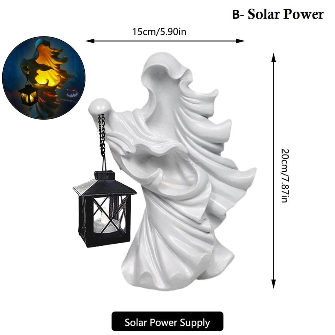 Faceless Witch Hell Messenger With Lantern Resin Realistic Statue Sculpture The Ghost Looking for Halloween Scary Decor