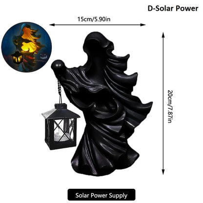 Faceless Witch Hell Messenger With Lantern Resin Realistic Statue Sculpture The Ghost Looking for Halloween Scary Decor