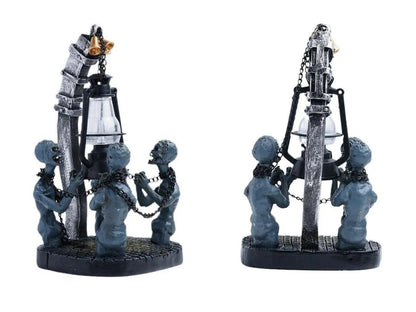 Novelty Bloodborne Lamp Halloween Party Supplies Four-Skull Statue Creative Shape Horror Zombie Chain Light Art Figurines