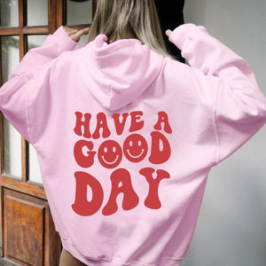 Have A Good Day Sweatshirt, Retro Sweatshirt, Harajuku Crewneck, Aesthetic Sweatshirt, Oversized Sweatshirt, Words on Back Sweatshirt, Smile