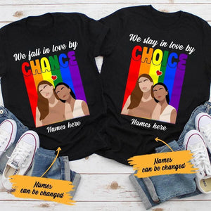 Personalized Lgbt Lesbian Couple Shirt, We Fall In Love  By Chance Shirt, Gift For Her, Anniversary Gift, Valentine's Day Gift