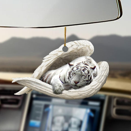 Ornaments- White tiger sleeping angel white tiger lovers ornament, Dog Ornaments, Car Ornament, Christmas Ornament, Loved Tiger Ornament
