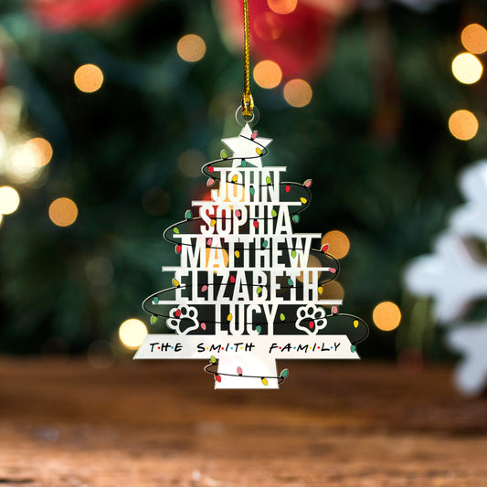 Personalized Family Name Christmas Ornament, Christmas Tree Ornament With Family Names, Christmas Tree Name Ornament, 2023 Family Ornament