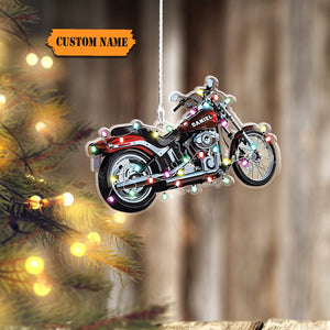 Personalized Biker Motorcycle Christmas Ornament, Custom Biker Name Ornament, Christmas Gift Ornament, Biker Lover Shaped Christmas Ornament