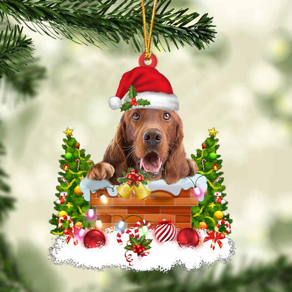 Irish Setter In The Chimney Hanging Ornament Dog Christmas Ornament - Best gifts your whole family