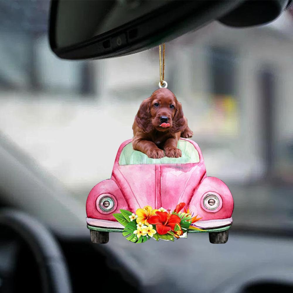 Irish Setter-Pink Hippie Car-Two Sided Ornament - Best gifts your whole family