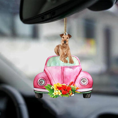 Irish Terrier-Pink Hippie Car-Two Sided Ornament - Best gifts your whole family