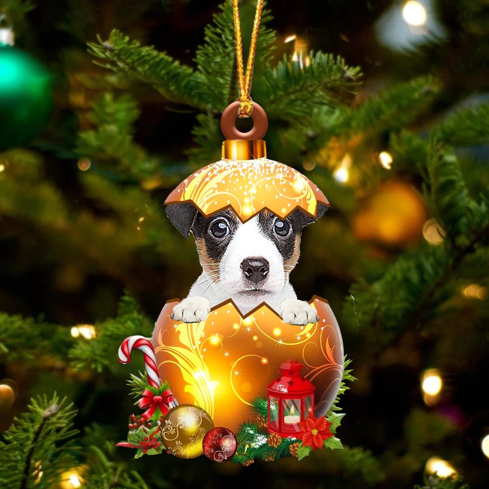 Jack Russell Terrier In Golden Egg Christmas Ornamentk - Best gifts your whole family
