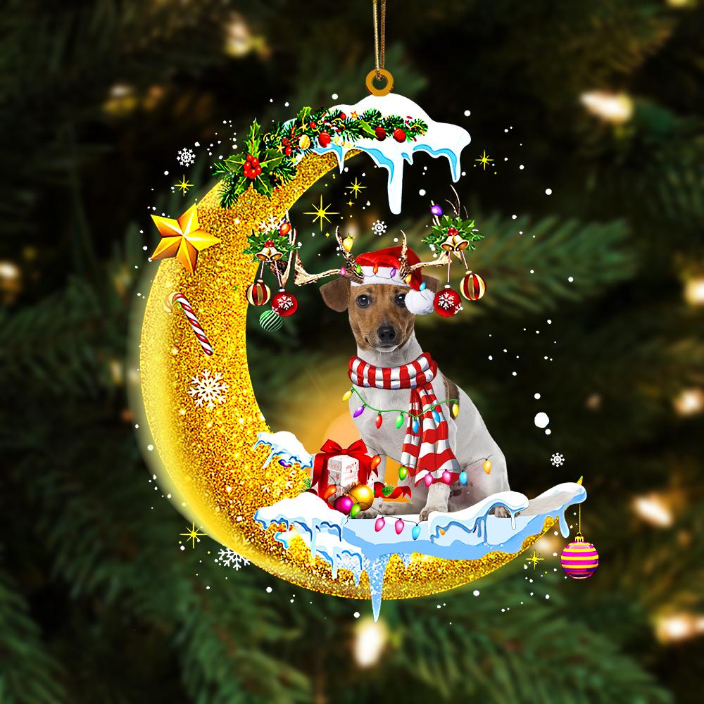 Jack Russell Terrier On The Moon Merry Christmas Hanging Ornament, Car Ornament, Christmas Ornament - Best gifts your whole family
