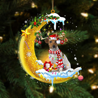 Jack Russell Terrier On The Moon Merry Christmas Hanging Ornament, Car Ornament, Christmas Ornament - Best gifts your whole family