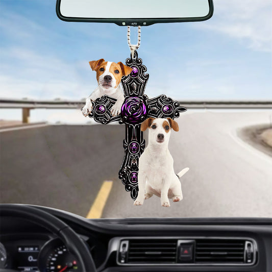 Jack Russell Terrier Pray For God Car Hanging Ornament Dog Pray For God Auto Ornament Godmerc - Best gifts your whole family
