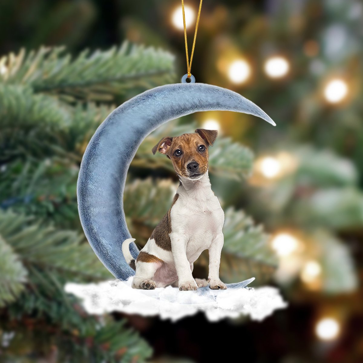 Jack Russell Terrier Sits On The Moon Hanging Ornament Dog Ornament, Car Ornament, Christmas Ornament - Best gifts your whole family