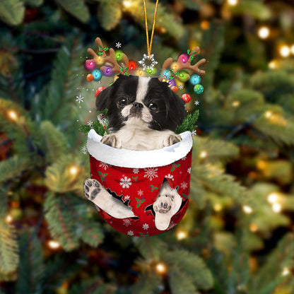 Japanese Chin 2 In Snow Pocket Christmas Ornament Flat Acrylic Dog Ornament - Best gifts your whole family