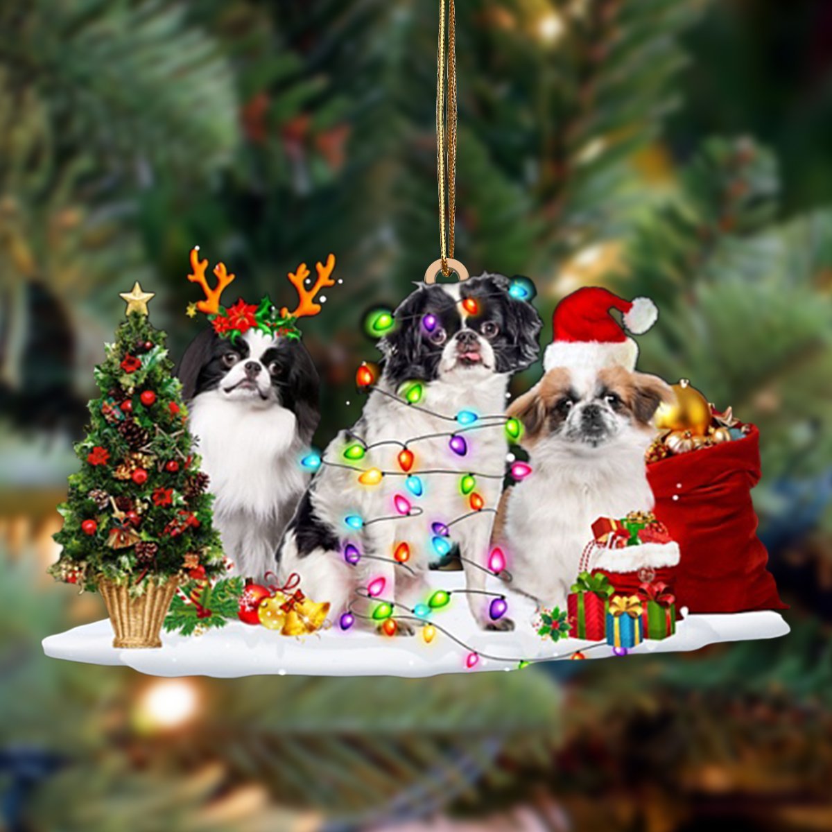 Japanese Chin-Christmas Dog Friends Hanging Ornament - Best gifts your whole family