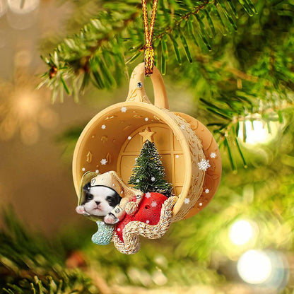 Japanese Chin Sleeping in a tiny cup Christmas Holiday-Two Sided Ornament, Christmas Ornament, Car Ornament - Best gifts your whole family