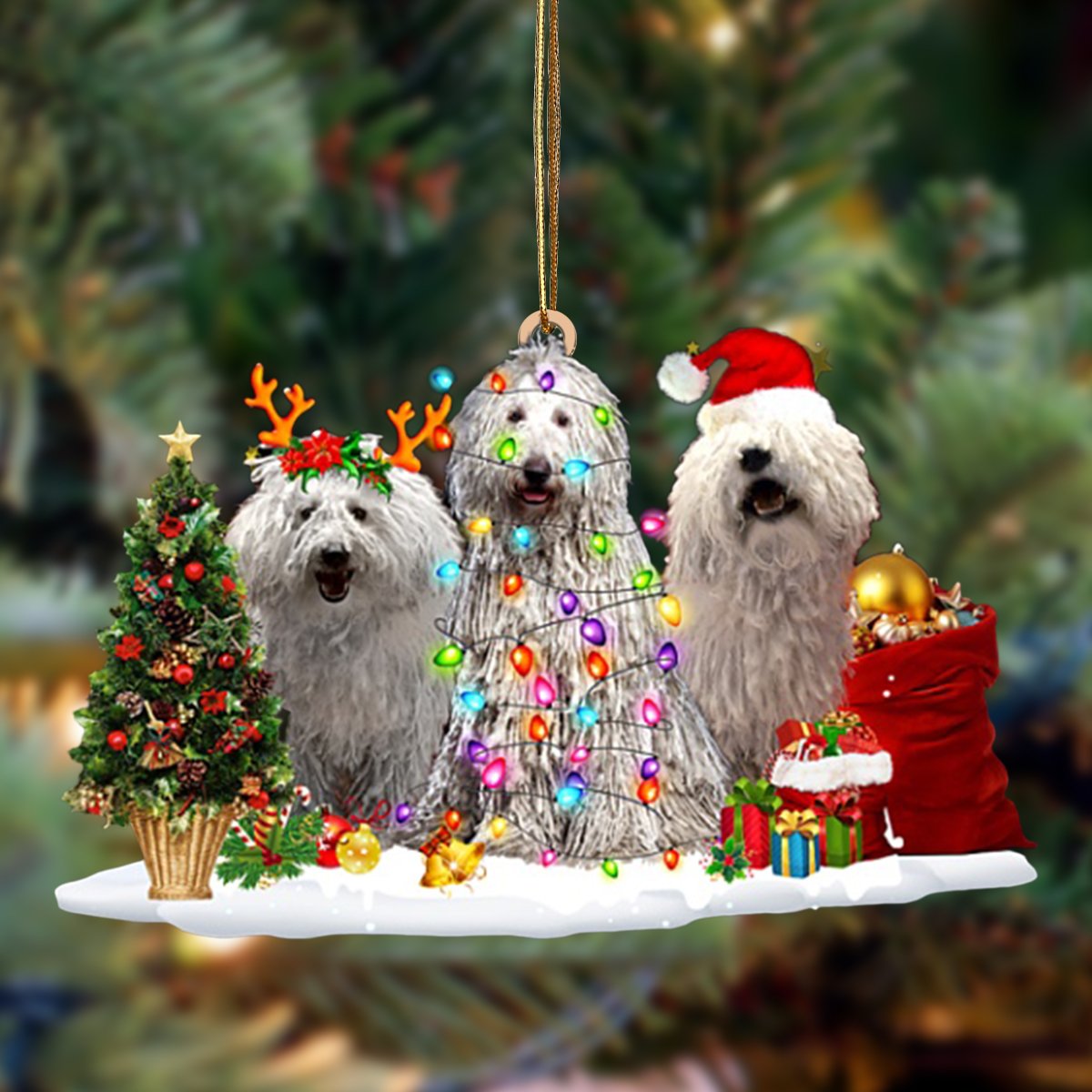 Komondor-Christmas Dog Friends Hanging Ornament - Best gifts your whole family