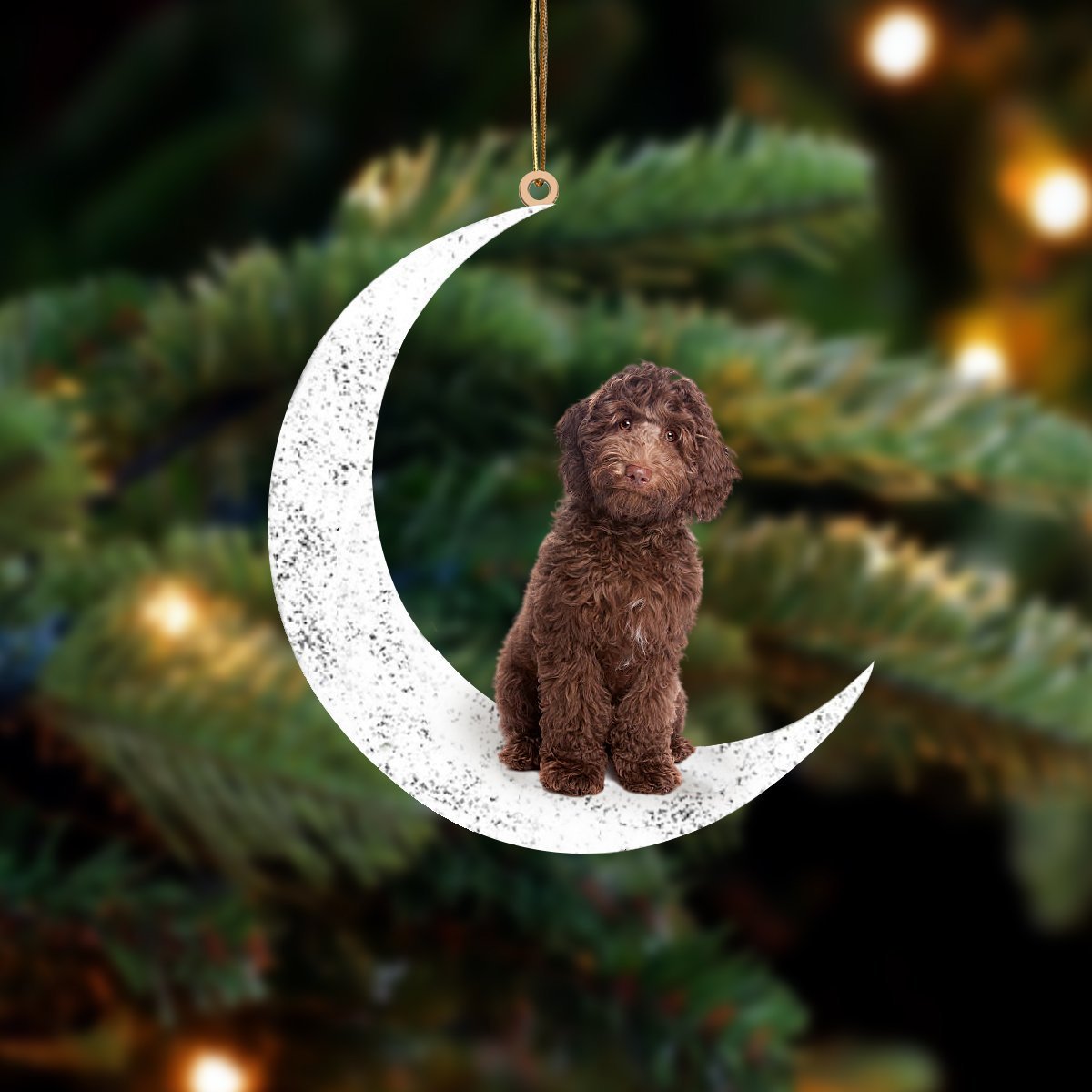 Labradoodle 2 Sit On The Moon Two Sided Ornament Dog Hanging Christmas Ornament - Best gifts your whole family