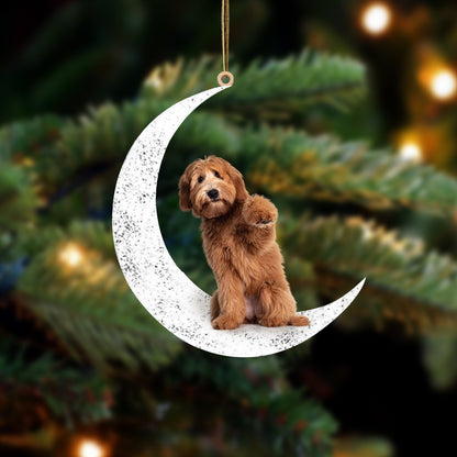 Labradoodle 3 Sit On The Moon Two Sided Ornament Dog Hanging Christmas Ornament - Best gifts your whole family