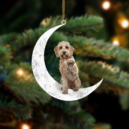 Labradoodle 4 Sit On The Moon Two Sided Ornament Dog Hanging Christmas Ornament - Best gifts your whole family