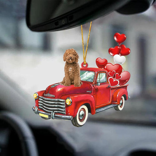 Labradoodle-Red Sports Car-Two Sided Ornament - Best gifts your whole family