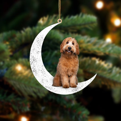 Labradoodle Sit On The Moon Two Sided Ornaments Dog Hanging Christmas Ornament - Best gifts your whole family