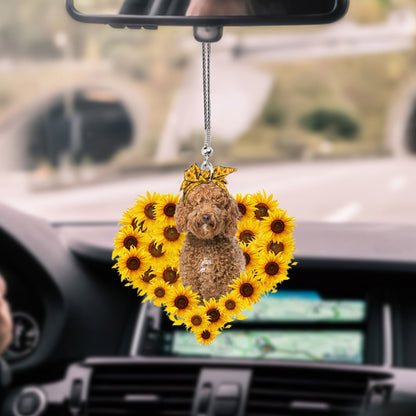 Labradoodle-Sunflower Heart Gift Car Ornament - Best gifts your whole family