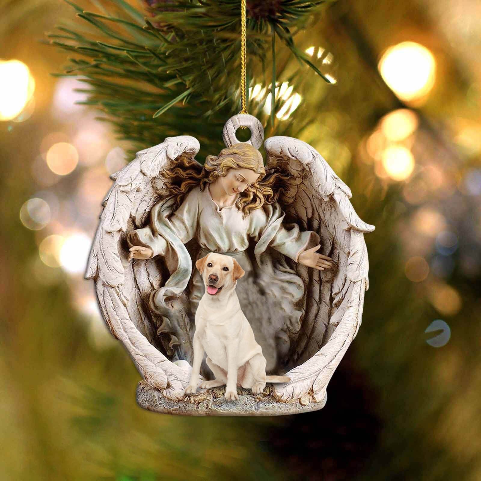 Labrador 1-Angel Hug Winter Love Two Sided Ornament - Best gifts your whole family