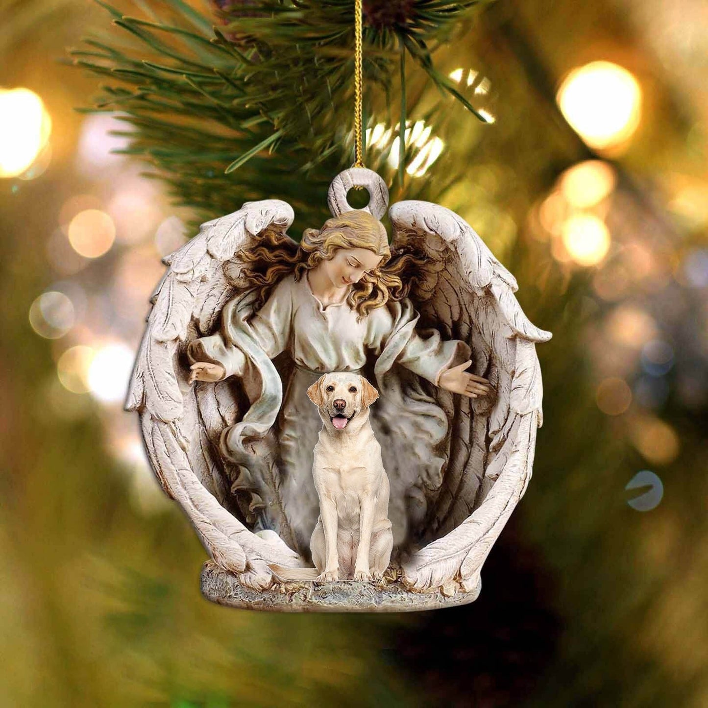 Labrador 2-Angel Hug Winter Love Two Sided Ornament - Best gifts your whole family