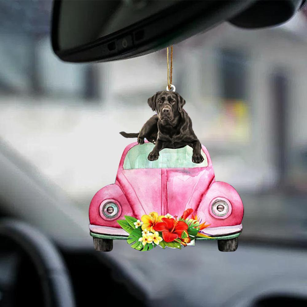 Labrador Retriever 2-Pink Hippie Car-Two Sided Ornament - Best gifts your whole family