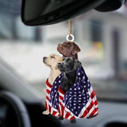 Labrador Retriever Dogs American Patriot Flag Two Sided Ornament - Best gifts your whole family
