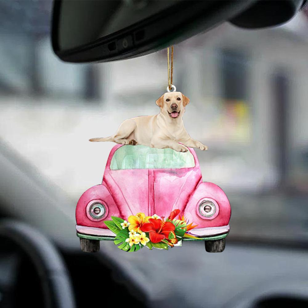 Labrador Retriever-Pink Hippie Car-Two Sided Ornament - Best gifts your whole family