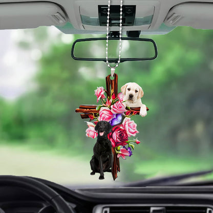 Labrador Retriever Roses And Jesus Car Hanging Ornament Dog Ornaments For Auto Car - Best gifts your whole family