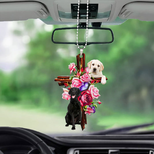 Labrador Retriever Roses And Jesus Car Hanging Ornament Dog Ornaments For Auto Car - Best gifts your whole family