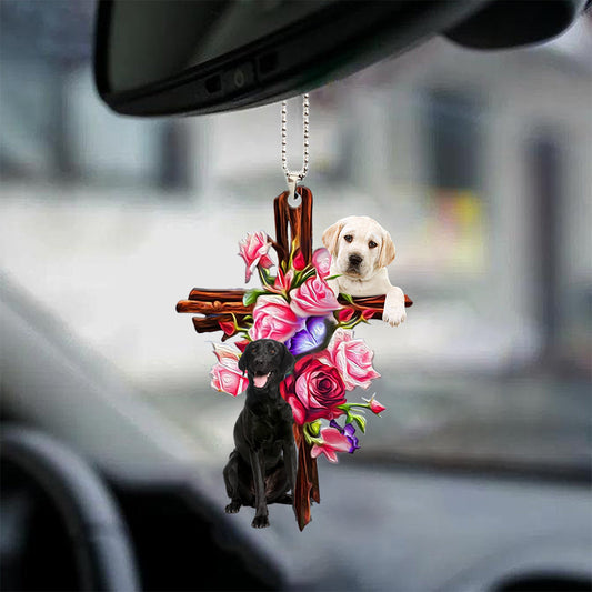 Labrador Retriever Roses And Jesus Car Hanging Ornament Dog Ornaments For Auto Car - Best gifts your whole family