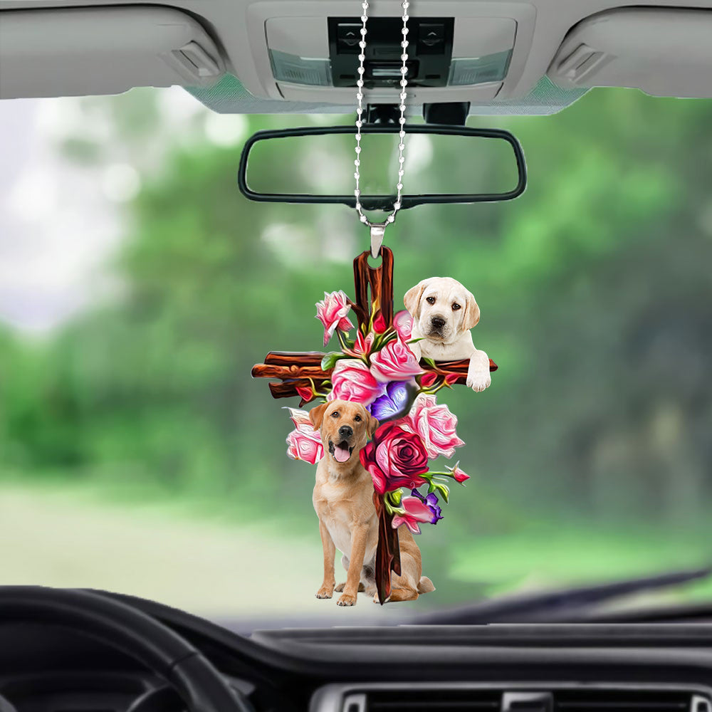Labrador Retriever Roses And Jesus Car Hanging Ornament Dog Ornaments - Best gifts your whole family